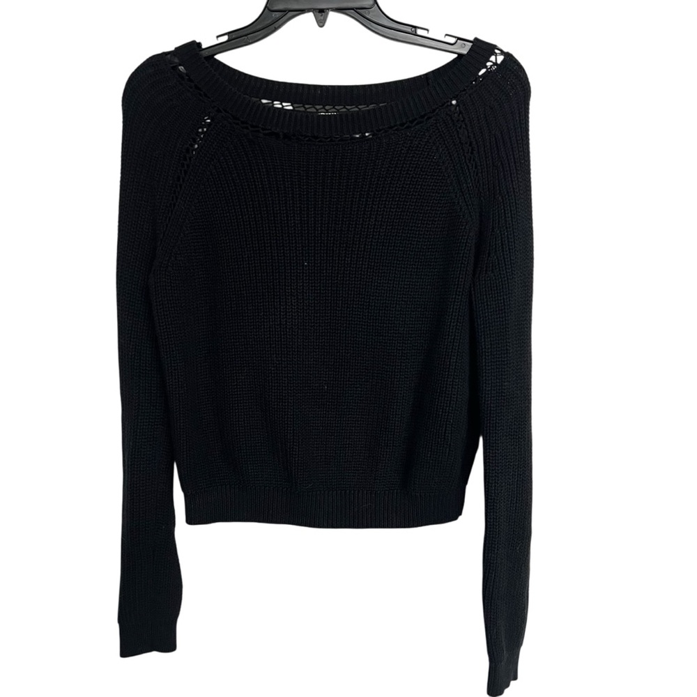 27 Miles Malibu Black Knit Long‎ Sleeve Sweater Pullover Sweatshirt